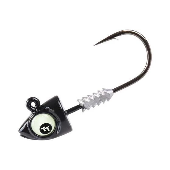 TT Big EyeZ Jig Head Size 3/0 3/8oz Black Glow Eyez 3 TT Big EyeZ Jig Head Size 3/0 3/8oz Black Glow Eyez