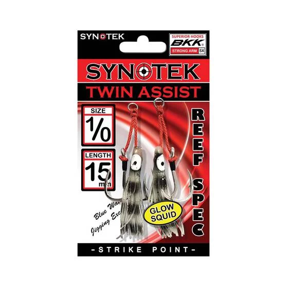 Synotek Twin Assist Hooks 1/0 1.5cm Black Glow 3 Synotek Twin Assist Hooks 1/0 1.5cm Black Glow